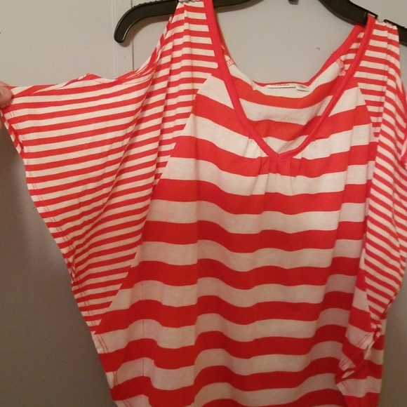 Red & White Striped Poncho Style Dress Top - Picture 5 of 5